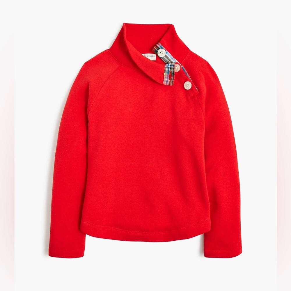 J. Crew / Crewcuts Girls’ Red Tartan Button-Neck Pullover